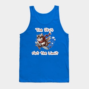 Sky Is Not The Limit - a gray cat flies wildly in the sky Tank Top